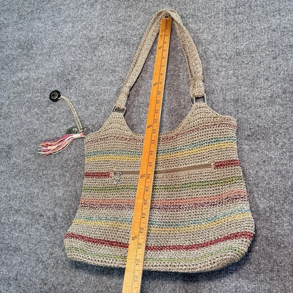 The Sak Belle Tote Shoulder Bag Slouchy Handbag Purse Rainbow Stripe EXTRA CHARM